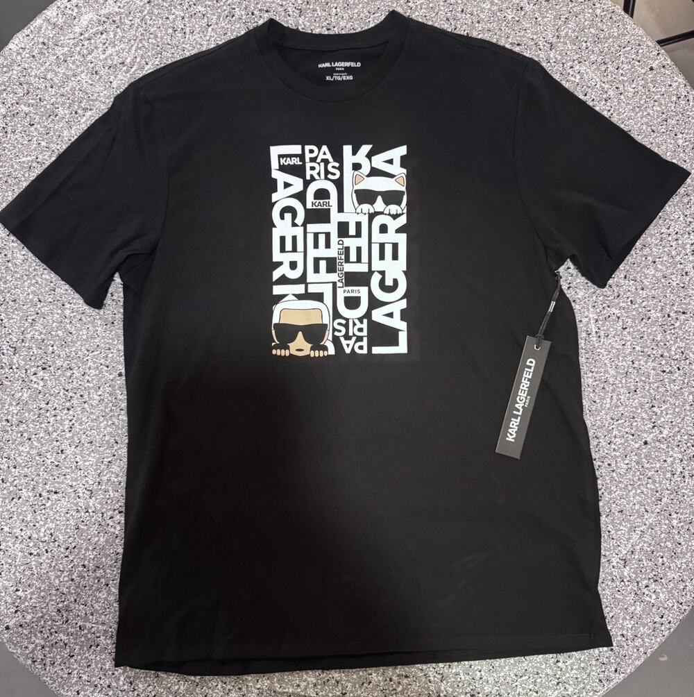 NWT Karl Lagerfeld Graphic T Shirt Men’s Black Size XL